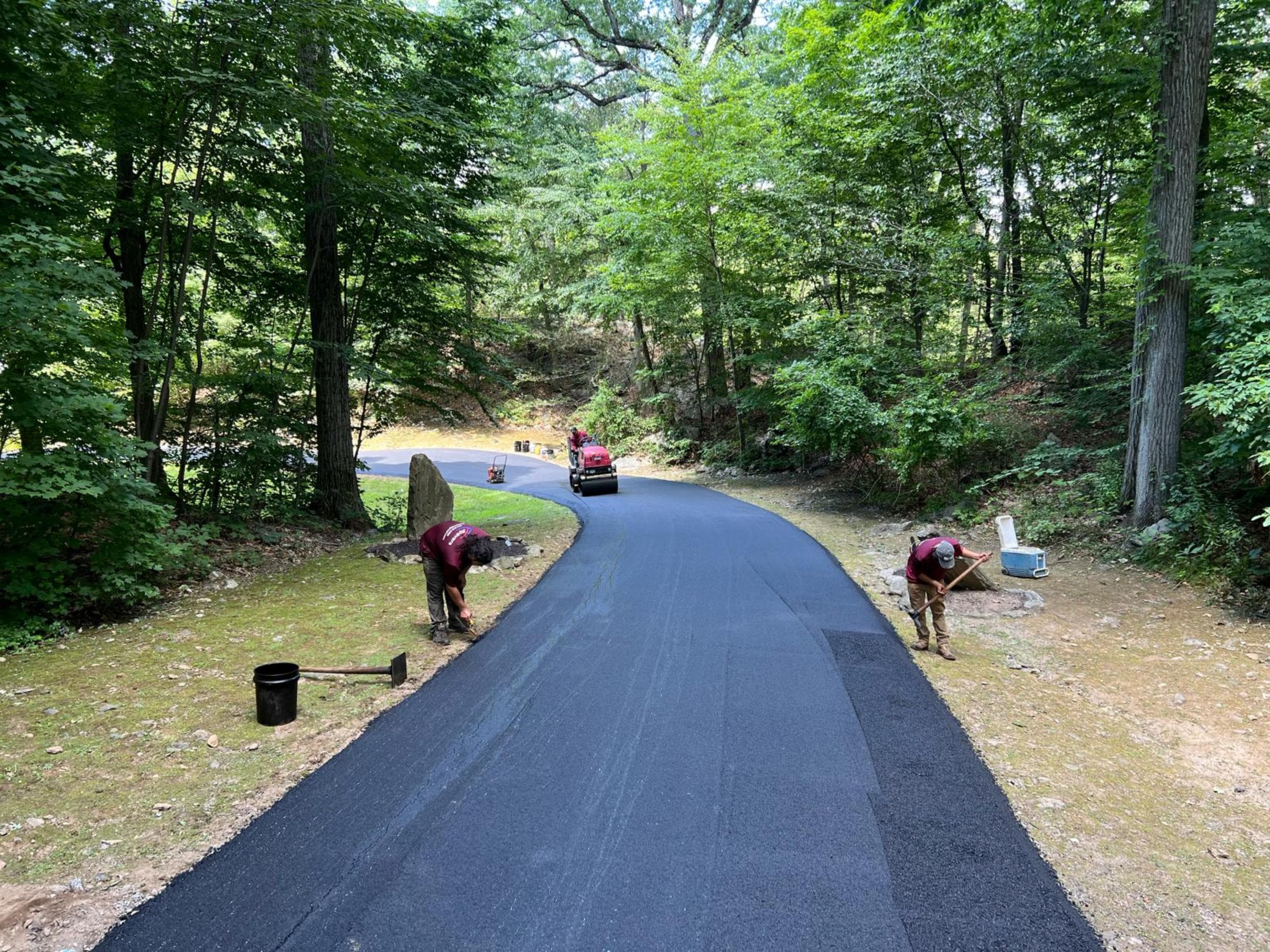 Well-maintained asphalt driveway
